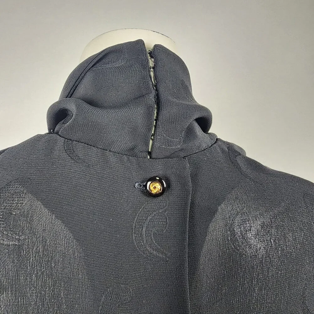 Vintage Black Sheer Neck Tie Back Buttoned Blouse Top Size S - Picture 6 of 9